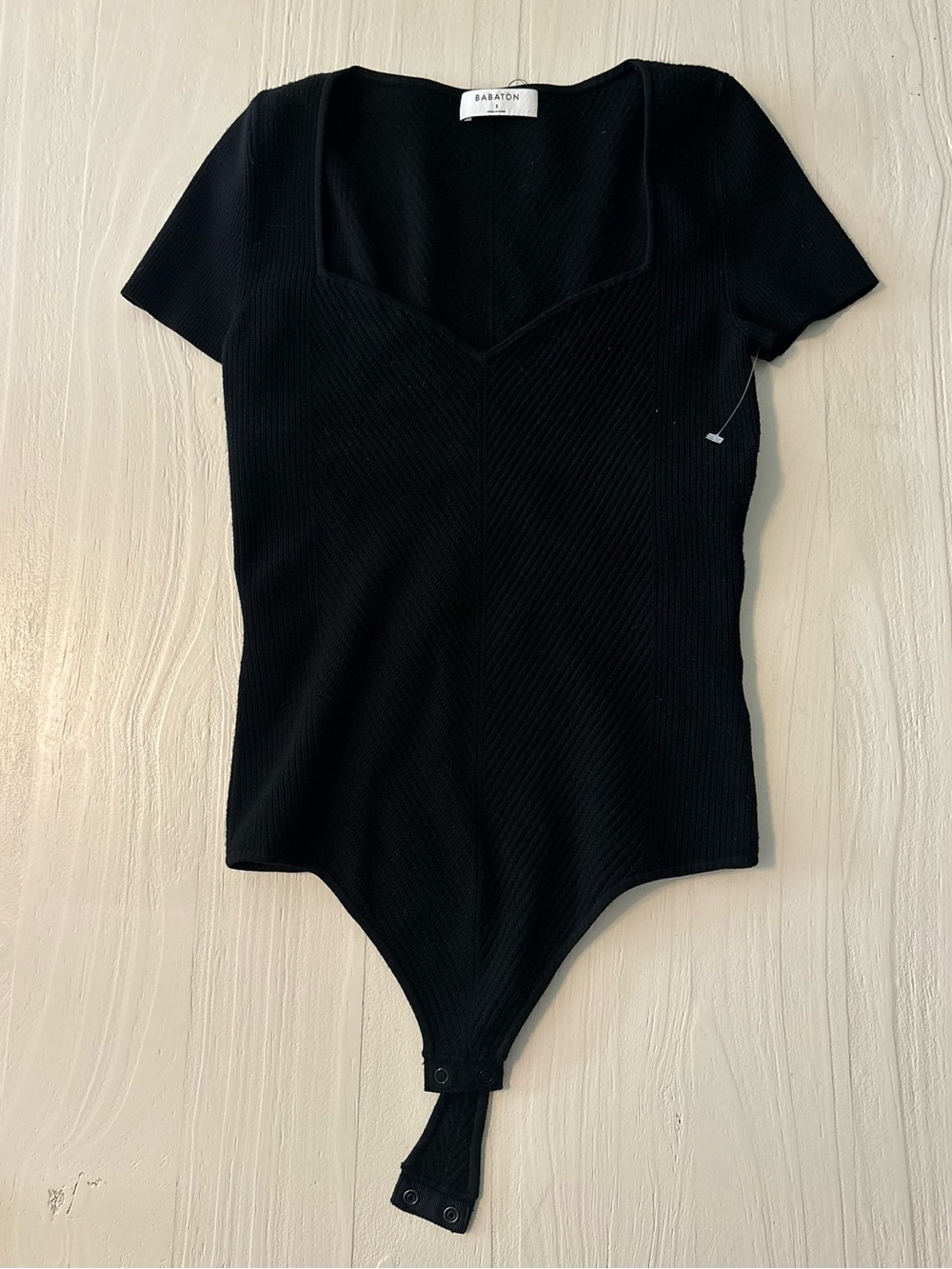 Aritzia Babaton Black Ribbed Bodysuit